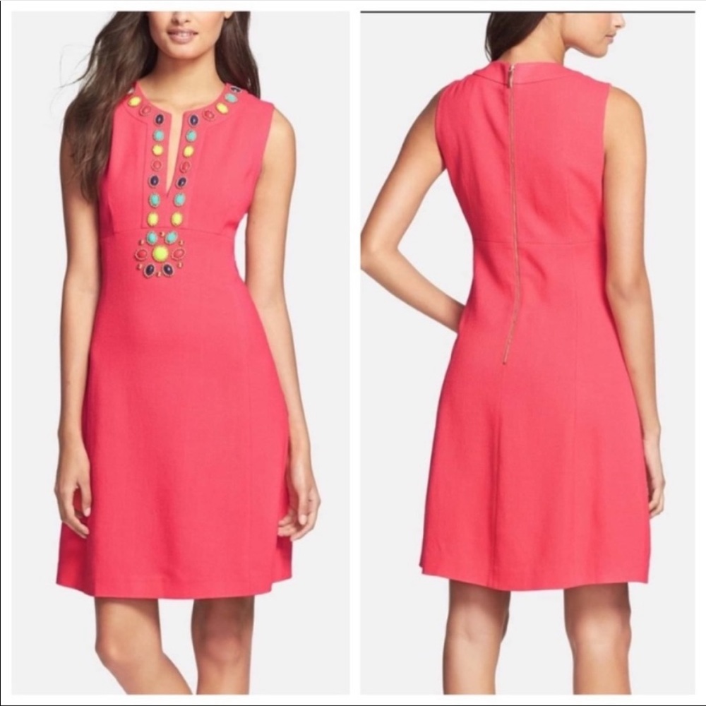 Kate Spade Edith linen Embellished dress Sz 4
